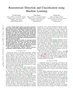 Ransomware Detection and Classification using Machine Learning
