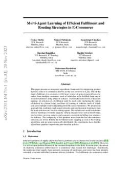 Multi-Agent Learning of Efficient Fulfilment and Routing Strategies in
  E-Commerce