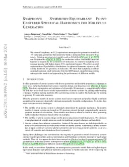 Symphony: Symmetry-Equivariant Point-Centered Spherical Harmonics for
  Molecule Generation