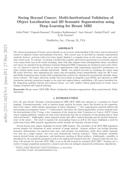 Seeing Beyond Cancer: Multi-Institutional Validation of Object
  Localization and 3D Semantic Segmentation using Deep Learning for Breast MRI
