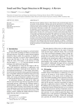Small and Dim Target Detection in IR Imagery: A Review