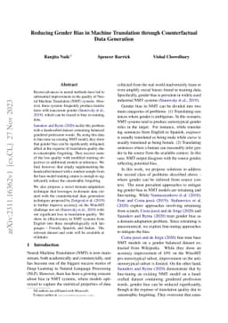 Reducing Gender Bias in Machine Translation through Counterfactual Data
  Generation