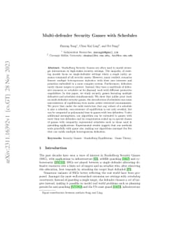 Multi-defender Security Games with Schedules
