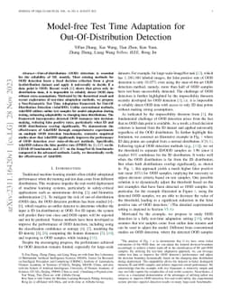 Model-free Test Time Adaptation for Out-Of-Distribution Detection