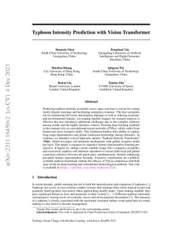 Typhoon Intensity Prediction with Vision Transformer