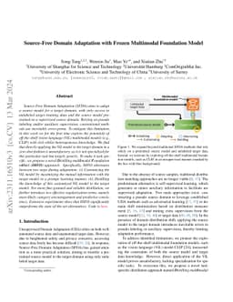 Source-Free Domain Adaptation with Frozen Multimodal Foundation Model