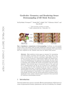 GeoScaler: Geometry and Rendering-Aware Downsampling of 3D Mesh Textures