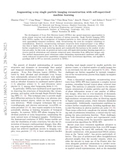 Augmenting x-ray single particle imaging reconstruction with
  self-supervised machine learning