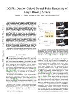 DGNR: Density-Guided Neural Point Rendering of Large Driving Scenes