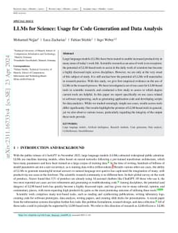 LLMs for Science: Usage for Code Generation and Data Analysis