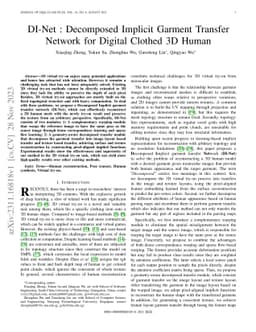 DI-Net : Decomposed Implicit Garment Transfer Network for Digital
  Clothed 3D Human