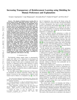Increasing Transparency of Reinforcement Learning using Shielding for
  Human Preferences and Explanations