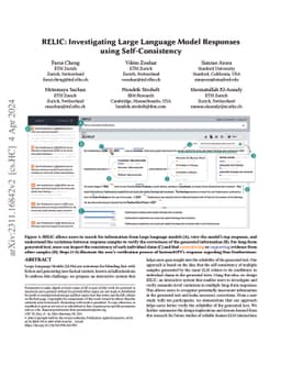 RELIC: Investigating Large Language Model Responses using
  Self-Consistency