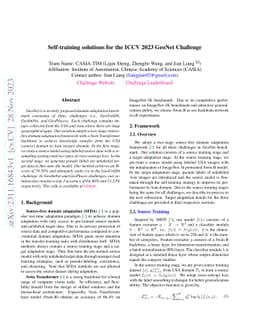 Self-training solutions for the ICCV 2023 GeoNet Challenge