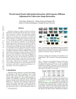 Wavelet-based Fourier Information Interaction with Frequency Diffusion
  Adjustment for Underwater Image Restoration
