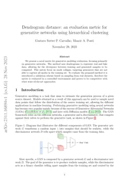 Dendrogram distance: an evaluation metric for generative networks using
  hierarchical clustering