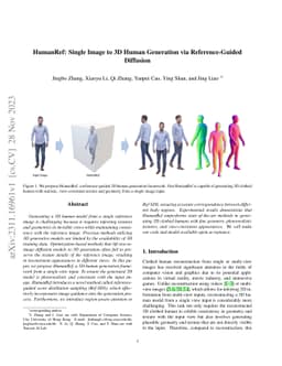 HumanRef: Single Image to 3D Human Generation via Reference-Guided
  Diffusion