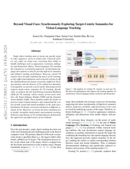 Beyond Visual Cues: Synchronously Exploring Target-Centric Semantics for
  Vision-Language Tracking