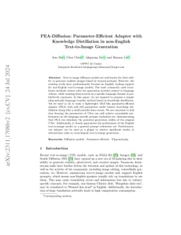 PEA-Diffusion: Parameter-Efficient Adapter with Knowledge Distillation
  in non-English Text-to-Image Generation