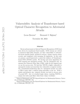Vulnerability Analysis of Transformer-based Optical Character
  Recognition to Adversarial Attacks