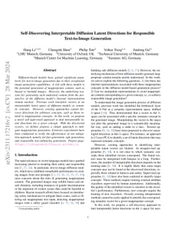 Self-Discovering Interpretable Diffusion Latent Directions for
  Responsible Text-to-Image Generation