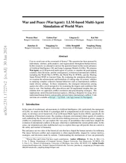War and Peace (WarAgent): Large Language Model-based Multi-Agent
  Simulation of World Wars