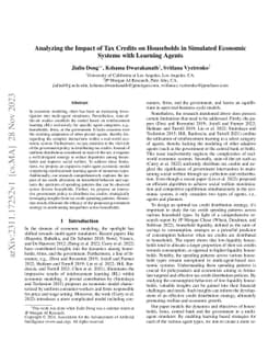 Analyzing the Impact of Tax Credits on Households in Simulated Economic
  Systems with Learning Agents