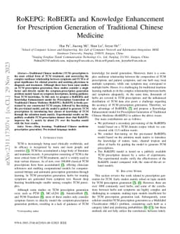 RoKEPG: RoBERTa and Knowledge Enhancement for Prescription Generation of
  Traditional Chinese Medicine