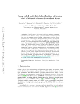 Long-tailed multi-label classification with noisy label of thoracic
  diseases from chest X-ray