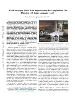 LLM-State: Open World State Representation for Long-horizon Task
  Planning with Large Language Model