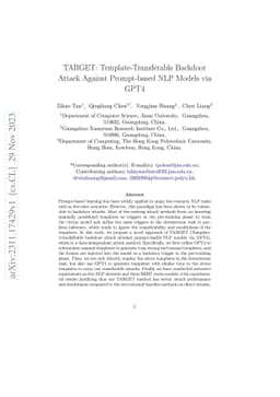 TARGET: Template-Transferable Backdoor Attack Against Prompt-based NLP
  Models via GPT4