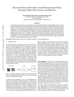 Quantum Neural Networks under Depolarization Noise: Exploring White-Box
  Attacks and Defenses