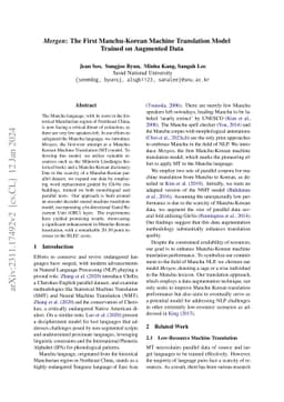 Mergen: The First Manchu-Korean Machine Translation Model Trained on
  Augmented Data