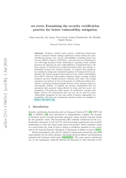 sec-certs: Examining the security certification practice for better
  vulnerability mitigation