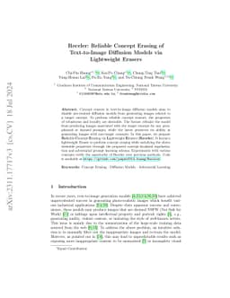 Receler: Reliable Concept Erasing of Text-to-Image Diffusion Models via
  Lightweight Erasers