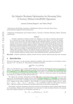 On Adaptive Stochastic Optimization for Streaming Data: A Newton's
  Method with O(dN) Operations