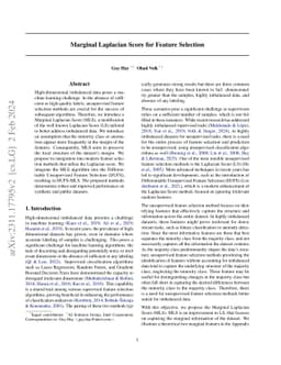 Marginal Laplacian Score