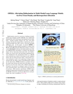 OPERA: Alleviating Hallucination in Multi-Modal Large Language Models
  via Over-Trust Penalty and Retrospection-Allocation