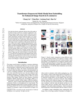 Transformer-empowered Multi-modal Item Embedding for Enhanced Image
  Search in E-Commerce