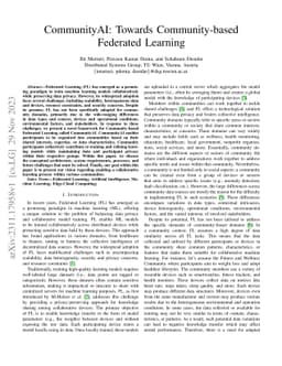 CommunityAI: Towards Community-based Federated Learning