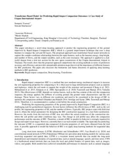 Transformer Based Model for Predicting Rapid Impact Compaction Outcomes:
  A Case Study of Utapao International Airport