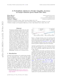 A Probabilistic Method to Predict Classifier Accuracy on Larger Datasets
  given Small Pilot Data