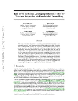Turn Down the Noise: Leveraging Diffusion Models for Test-time
  Adaptation via Pseudo-label Ensembling