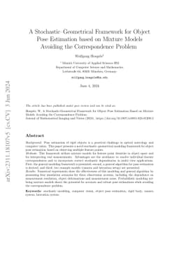 A Stochastic-Geometrical Framework for Object Pose Estimation based on
  Mixture Models Avoiding the Correspondence Problem
