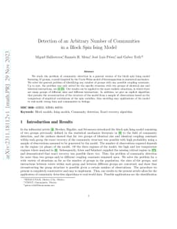 Detection of an Arbitrary Number of Communities in a Block Spin Ising
  Model