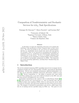 Composition of Nondeterministic and Stochastic Services for LTLf Task
  Specifications