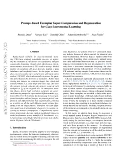Prompt-Based Exemplar Super-Compression and Regeneration for
  Class-Incremental Learning
