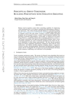 Perceptual Group Tokenizer: Building Perception with Iterative Grouping