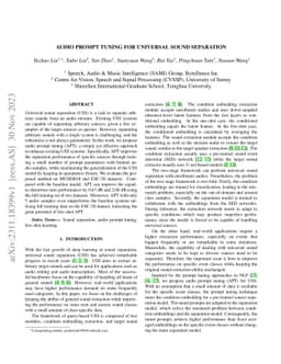 Audio Prompt Tuning for Universal Sound Separation