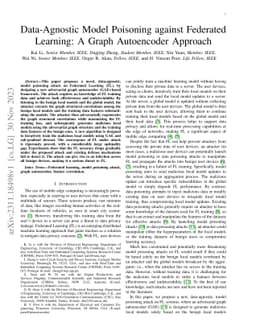 Data-Agnostic Model Poisoning against Federated Learning: A Graph
  Autoencoder Approach